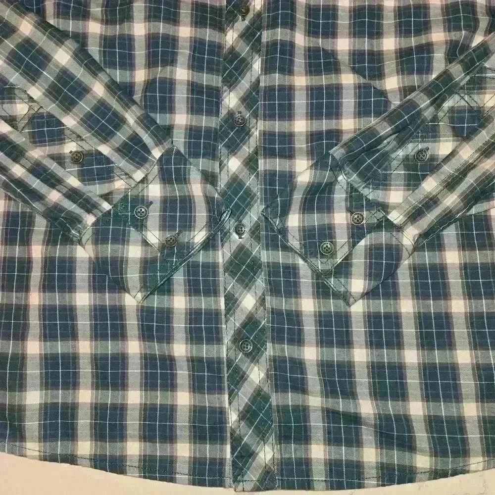 True Religion Mens Horseshoe Plaid Long Sleeve Button Down Shirt Green Size XL